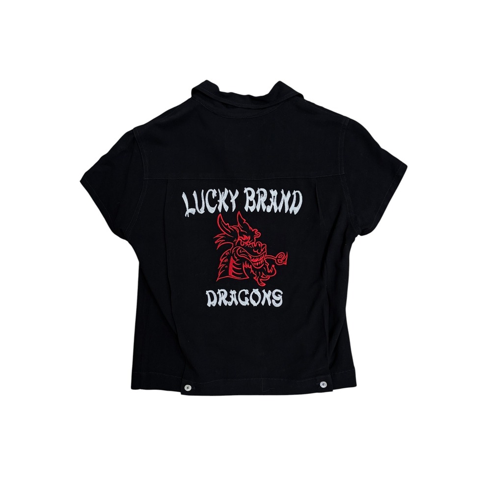 RARE Vintage Lucky Brand Dragons Bowl-A-Rama Embroidered Shirt S